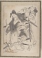 Album of Sketches by Katsushika Hokusai and His Disciples, Katsushika Hokusai (Japanese, Tokyo (Edo) 1760–1849 Tokyo (Edo)) and others, Album of one hundred and nine leaves; ink on paper, ink and color on paper, Japan