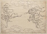 Album of Sketches by Katsushika Hokusai and His Disciples, Katsushika Hokusai (Japanese, Tokyo (Edo) 1760–1849 Tokyo (Edo)) and others, Album of one hundred and nine leaves; ink on paper, ink and color on paper, Japan