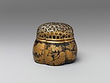 Incense Burner in the Shape of a Melon with Autumn Flowers and Grasses, Lacquer with sprinkled gold decoration in Kōdaiji style; gilt-bronze cover, Japan