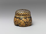 Incense Burner in the Shape of a Melon with Autumn Flowers and Grasses, Lacquer with sprinkled gold decoration in Kōdaiji style; gilt-bronze cover, Japan