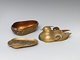 Incense Box in Shape of Mandarin Duck, Lacquer with gold design, Japan