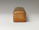 Letter Box with Pine, Bamboo, Plum Blossom, and Family Crests, Lacquered wood with gold and silver hiramaki-e, cut-out gold foil on nashiji ground (part of a wedding set), Japan