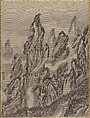 Rocky Landscape, Kawanabe Kyōsai 河鍋暁斎  Japanese, Album leaf; ink and color on silk, Japan