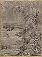 Buffalo and Herdsman, Kawanabe Kyōsai 河鍋暁斎 Japanese, Album leaf; ink and color on silk, Japan