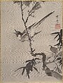 Singing Bird on a Branch, Kawanabe Kyōsai 河鍋暁斎  Japanese, Album leaf; ink and color on silk, Japan