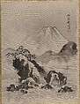Mount Fuji

, Kawanabe Kyōsai 河鍋暁斎  Japanese, Album leaf; ink and color on silk, Japan