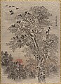 Flock of Crows at Dawn, Kawanabe Kyōsai 河鍋暁斎  Japanese, Album leaf; ink and color on silk, Japan