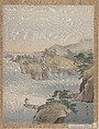 River Scene with Rocky Hills in Background, Kawabata Gyokushō Japanese, Album leaf; ink and color on silk, Japan