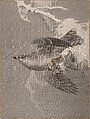Hawk Holding a Small Bird, Okada Baison Japanese, Album leaf; ink and color on silk, Japan