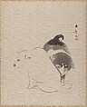 A Pair of Puppies, Kawabata Gyokushō Japanese, Album leaf; ink on silk, Japan