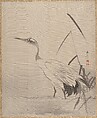 Crane Among Reeds, Kawabata Gyokushō Japanese, Album leaf; silk, Japan