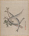 Three Fishes and a Branch, Seki Shūkō  Japanese, Album leaf; silk, Japan