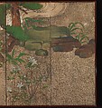 Spring Trees and Grasses by a Stream, One of a pair of six-panel folding screens; ink, color, gold, and silver on paper, Japan