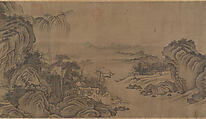 Buddhist Temples amid Autumn Mountains, Unidentified artist  , 14th–15th century, Handscroll; ink and pale color on silk, China