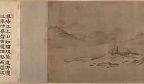 Buddhist Temples amid Autumn Mountains, Unidentified artist  , 14th–15th century, Handscroll; ink and pale color on silk, China