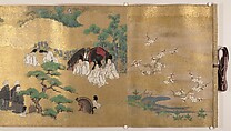 “Leaves of Wild Ginger” (Aoi), from the Phantom Genji Scrolls (Maboroshi no Genji monogatari emaki), Handscroll; ink, color, and gold on paper, Japan