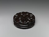 Incense box with fragrant grass design, Carved black, red, and yellow lacquer, China