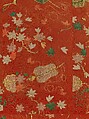 Buddhist Vestment (Kesa) with Maple Leaves and Fans, Paste-resist dyed silk crepe (chirimen) with shaped-resist dyeing, silk and metallic-thread embroidery, Japan