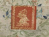 Buddhist Vestment (Kesa) with Figural Squares, Body of the kesa: silk lampas; Squares: silk twill with supplementary weft patterning in metallic thread, Japan