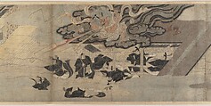 Illustrated Legends of the Kitano Tenjin Shrine (Kitano Tenjin engi emaki), Set of five handscrolls; ink, color, and cut gold leaf (kirikane) on paper, Japan