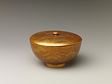 Covered Bowl with Design of Pine, Bamboo, and Cherry Blossom, Sprinkled gold on lacquer (maki-e), Japan