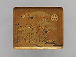 Cosmetic Stand with Pine, Bamboo, and Cherry Blossom from a Wedding Set, Lacquered wood with gold, silver takamaki-e, hiramaki-e, cut-out gold foil application on nashiji (“pear-skin”) ground, Japan