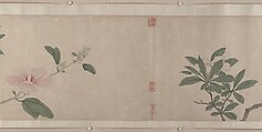 Flowers of the Four Seasons, Shen Zhou (Chinese, 1427–1509), Handscroll; ink and color on paper, China