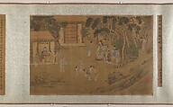 Family Training, Unidentified artist, Ten panels mounted as a handscroll; ink and color on silk, China