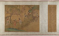 Family Training, Unidentified artist, Ten panels mounted as a handscroll; ink and color on silk, China