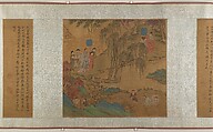 Family Training, Unidentified artist, Ten panels mounted as a handscroll; ink and color on silk, China