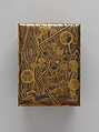 Cosmetic Box (mayudzukuri-bako) with Pine, Bamboo, Plum, and Tokugawa Family Crest on Wood-Grain Ground, Lacquered wood with gold, silver takamaki-e, hiramaki-e, togidashimaki-e, gold and silver foil application, gold and silver inlay on wood-grain lacquer ground, Japan