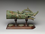 Finial in the shape of a dragon’s head, Gilt bronze, China