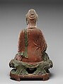 Figure seated on lotiform base, Stucco, China