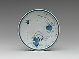 Dish with Grapevine and Butterfly, Porcelain with cobalt blue under transparent glaze (Hizen ware, Arita type), Japan