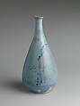 Wine Bottle with a Bird on a Rock under a Willow Tree, Porcelain with underglaze blue decoration (Hizen ware), Japan