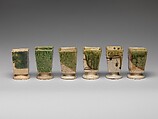 One from a set of Six Side Dishes (Mukōzuke) for Tea Gathering Meal (Cha-kaiseki), Stoneware with iron underglaze and copper‑green overglaze (Mino ware, Oribe Yashichida type), Japan