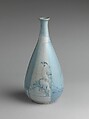 Wine Bottle with a Bird on a Rock under a Willow Tree, Porcelain with underglaze blue decoration (Hizen ware), Japan