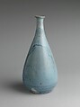 Wine Bottle with a Bird on a Rock under a Willow Tree, Porcelain with underglaze blue decoration (Hizen ware), Japan