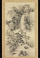 Landscape with Waterfall, Nakabayashi Chikutō (Japanese, 1776–1853), Hanging scroll; ink on paper, Japan