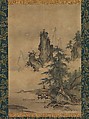 Landscape, Maejima Sōyū (active mid-16th century), Hanging scroll; ink and color on paper, Japan