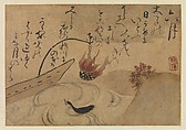 “Sixth Month” from Fujiwara no Teika’s “Birds and Flowers of the Twelve Months”, Ogata Kenzan (Japanese, 1663–1743), Hanging scroll; ink and color on paper, Japan