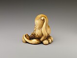 Netsuke of Octopus Holding Clam, Ivory, Japan
