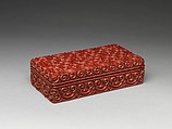 Rectangular box with pommel scrolls, Carved red and black lacquer (tixi), China