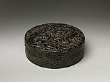 Box with chi dragons amid clouds, Carved black, red, and yellow lacquer, China
