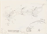 Architecture and Irises, Xie Zhiliu Chinese, Sheet from a sketchbook; pencil and ink on paper, China