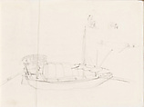 Boats and Figures, Xie Zhiliu  Chinese, Sheet from a sketchbook; pencil and ink on paper, China