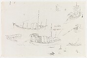 Studies of Boats and Figures, Xie Zhiliu  Chinese, Drawing; pencil and ink on paper, China