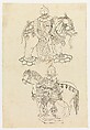Lady with an Elephant and Guardian with a Horse, Xie Zhiliu  Chinese, Drawing; ink on transparent paper, China