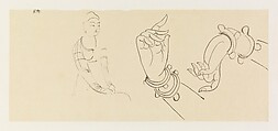 Hands and donor figure, Xie Zhiliu Chinese, Drawing; ink on transparent paper, China