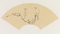 Bird on a Branch of Blossoming Plum, after Chen Hongshou, Xie Zhiliu Chinese, Drawing; ink and pencil on tracing paper, China